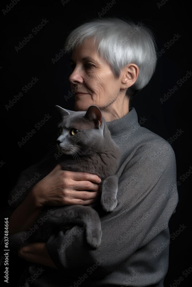 Obraz premium a woman holding a cat in her arms