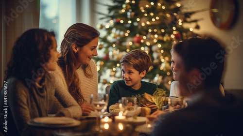 Warm Family Moments  Christmas Tree and Festive Table