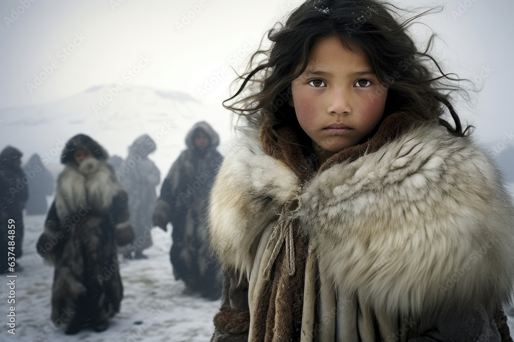 Portrait of a Inuit child in a fur coat Portrait of a Inuit child in a fur coat