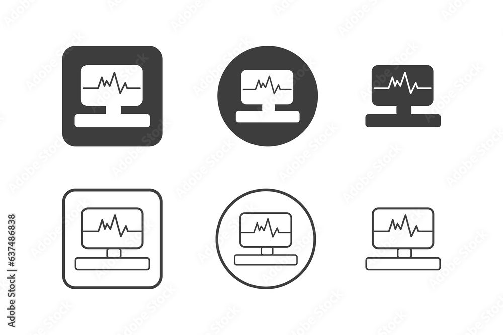 Electrocardiogram icon design 6 variations. Hospital icons set, Isolated on white background. Electrocardiogram icon design 6 variations. Hospital icons set, Isolated on white background.