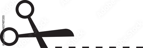 Cutting line by scissors vector icon. Separation paper sign. Trim coupone symbol.