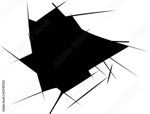 Broken glass effects boom crash silhouette set flat design element