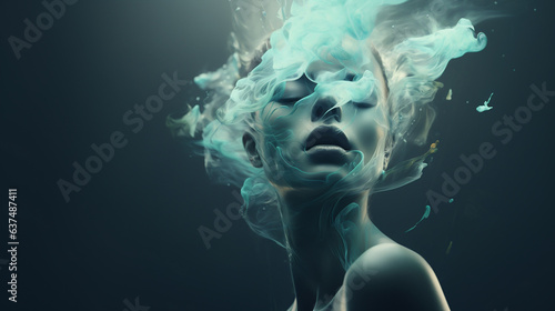 artistic woman floating