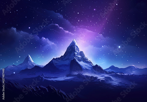 Tranquil Night Sky over Snowy Mountain Range