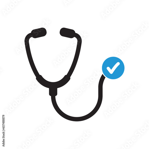 Medical icon with check sign. Medical icon and approved, confirm, done, tick, completed symbol. Vector illustration