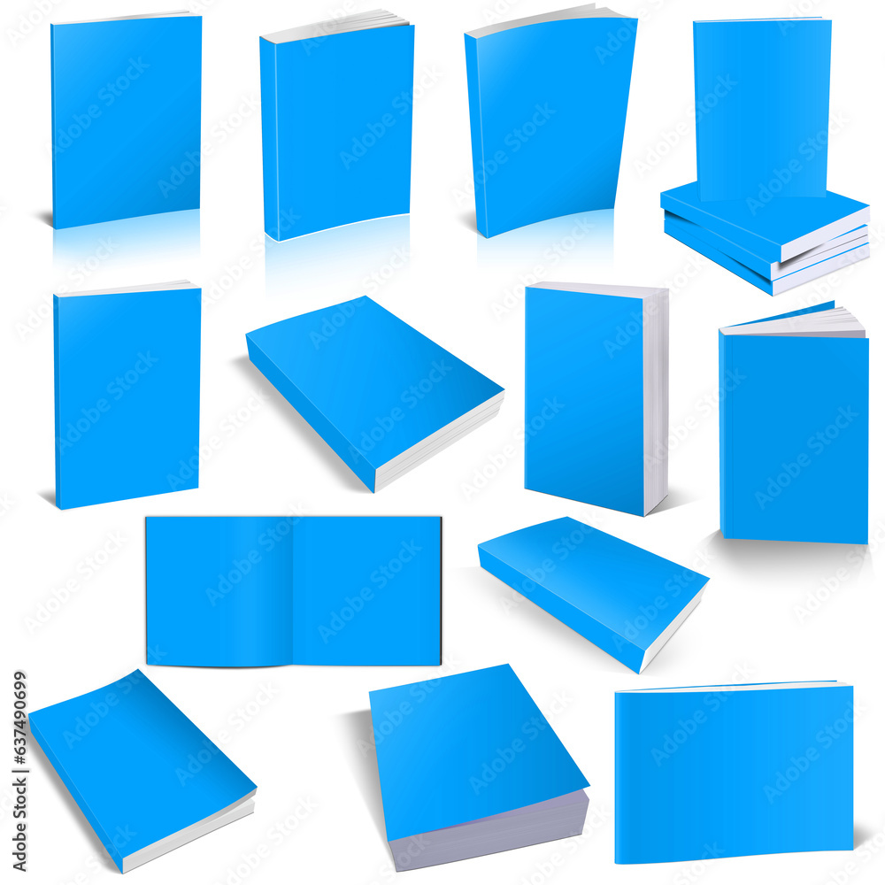 Thirteen Paperback books blank Light blue template for presentation layouts and design. Thirteen Paperback books blank Light blue template for presentation layouts and design.