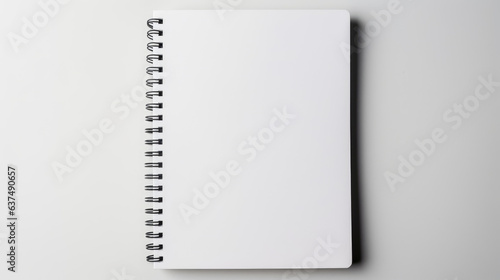 Empty White Notebook With Black Wire Binding on white background