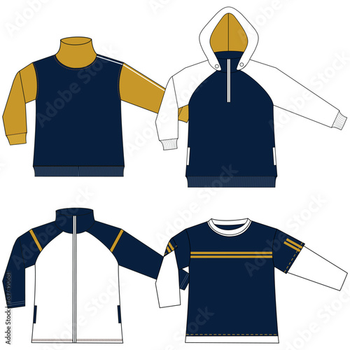 Vector jacket silhouette illustration with colors and hood fashion design