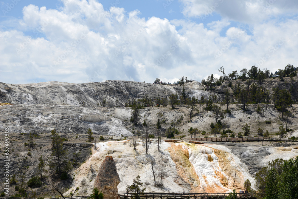 sinter terraces at Mammoth Hot Springs in the North of Yellowstone National Park