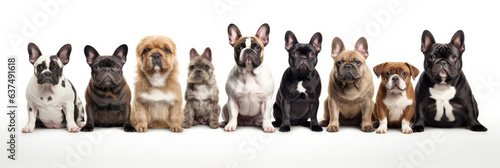 Group of sitting dogs of different breeds on a white background © Veniamin Kraskov