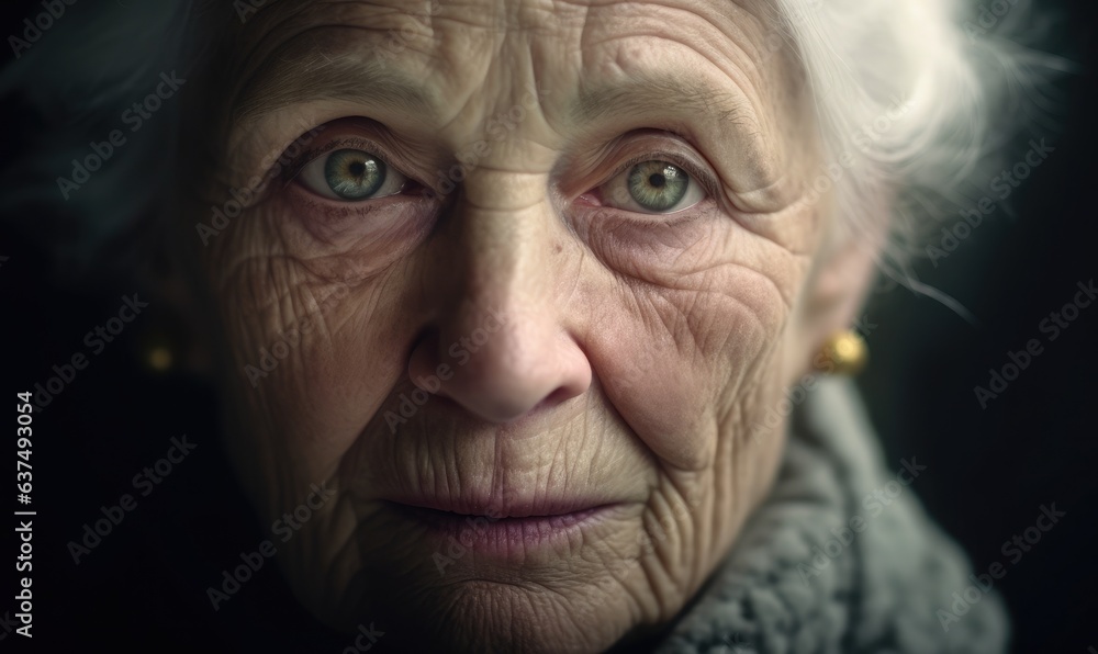 close up portrait of an white haired old lady close up portrait of an white haired old lady