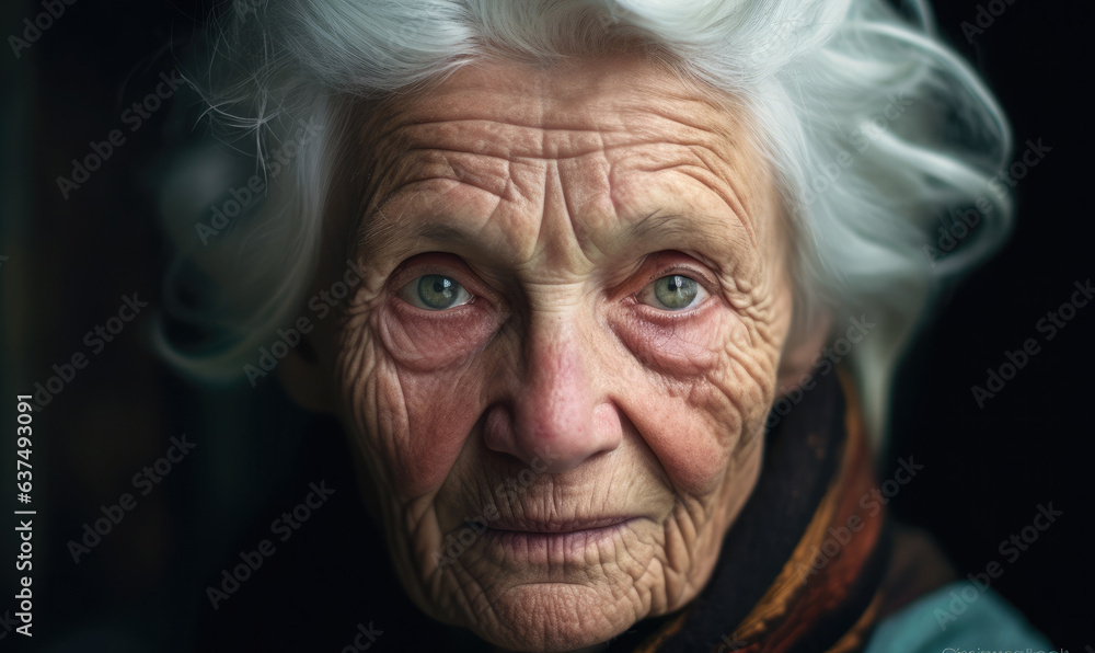 close up portrait of an white haired old lady close up portrait of an white haired old lady