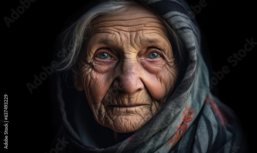 close up portrait of an white haired old lady