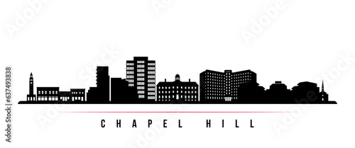 Chapel Hill skyline horizontal banner. Black and white silhouette of Chapel Hill, NC. Vector template for your design. photo
