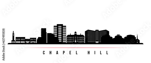 Chapel Hill skyline horizontal banner. Black and white silhouette of Chapel Hill, NC. Vector template for your design.