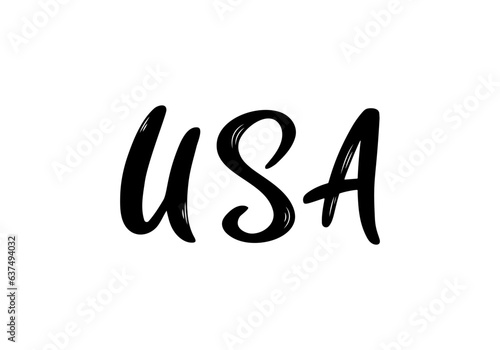 USA Lettering. Handwritten Country name. Vector design template.