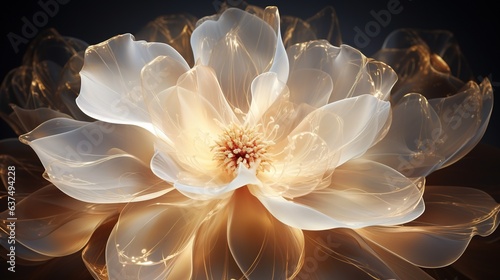  a large white flower with lots of petals on it's petals. generative ai