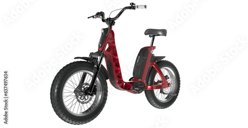 red electronic bike isolated on white background