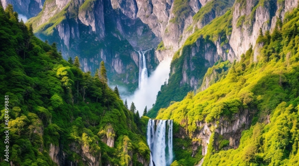 waterfall in the mountains