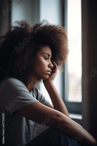 shot of a young woman suffering from depression at home