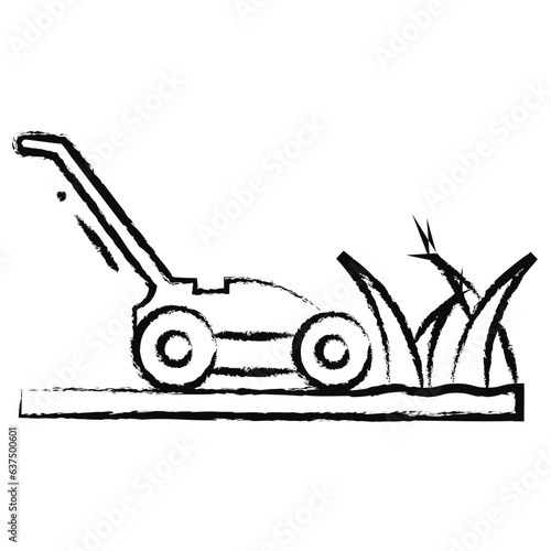 Hand drawn lawn mower icon