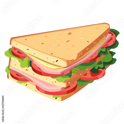 sandwich with cheese, ham, tomato and lettuce, for a child to school for lunch