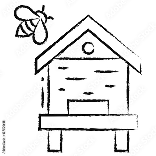 Hand drawn wood bee hive icon