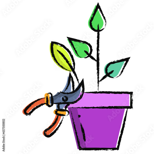 Hand drawn pruning shrubs icon
