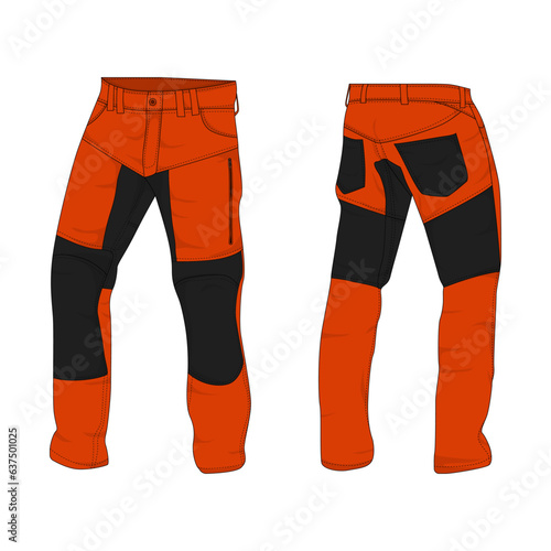 two-tone hiking pants design front and back view. vector illustration