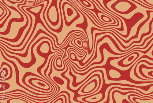 Vector groovy background in 70s retro style. Trendy abstract hippie pattern with psychedelic waves
