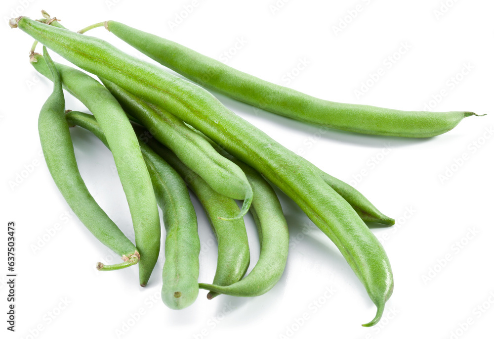 Bush bean pods isolated on white background. Bush bean pods isolated on white background.