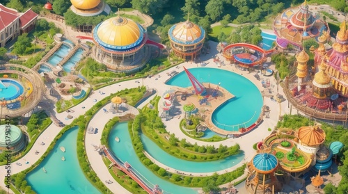 Aerial view of a amusement park
