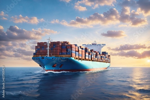 Container ship that transports containers. ai generative