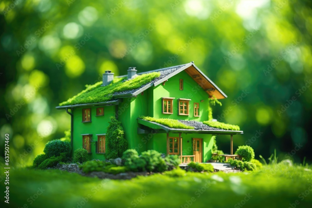 Eco friendly house with green environmental. ai generative Eco friendly house with green environmental. ai generative