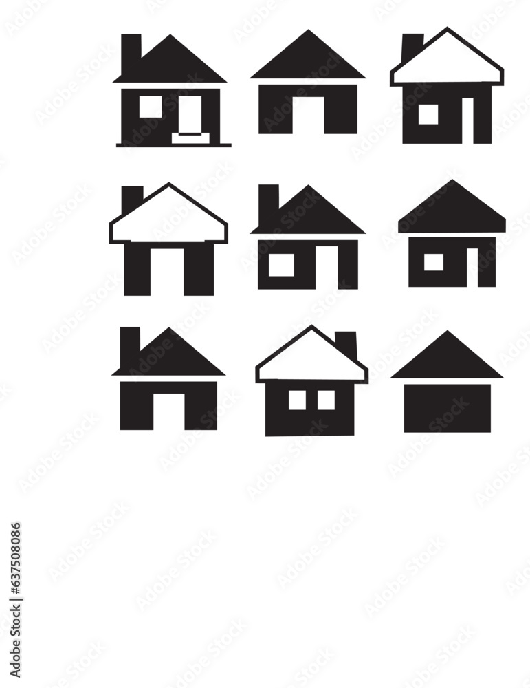 House flat icon set vector illustration, simple real estate symbols.