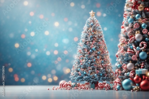 Giant christmas tree decorated with candy. ai generative