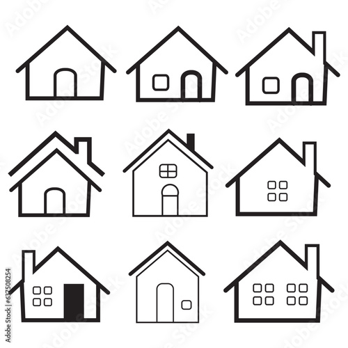 House flat icon set vector illustration, simple real estate symbols.