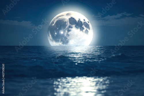full moon over sea. ai generative
