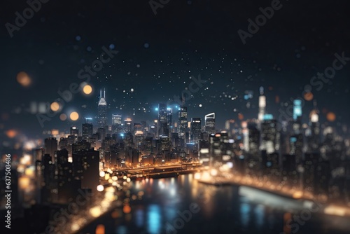 minimalistic City lights at night in city bokeh. ai generative