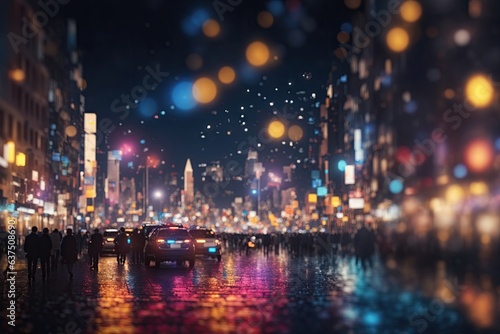 City lights at night in city. ai generative