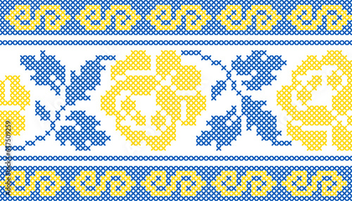 Vector illustration of Ukrainian ornament in ethnic style, identity, vyshyvanka, embroidery for print clothes, websites, banners
