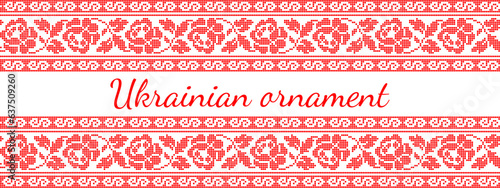 Vector illustration of Ukrainian ornament in ethnic style, identity, vyshyvanka, embroidery for print clothes, websites, banners
