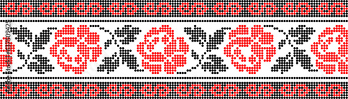 Vector illustration of Ukrainian ornament in ethnic style, identity, vyshyvanka, embroidery for print clothes, websites, banners