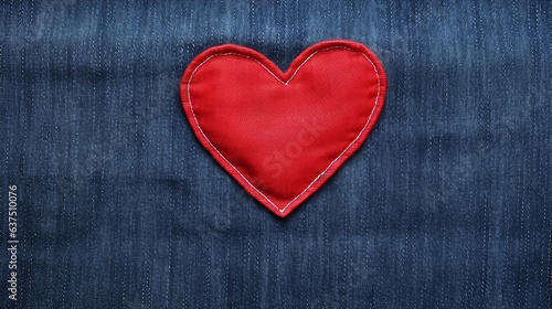 red heart Blue_denim_background_with_striped_borders