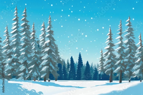 Serene winter landscape with snowladen trees and a clear blue sky Generative AI  © HalilKorkmazer
