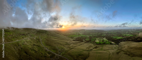 Sunset over the western edge of the Black Mountain in Carmarthenshire, South Wales UK
 photo