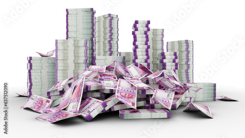 Cuadro en lienzo Big stacks of Indian rupee notes