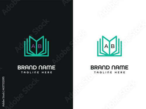 Book icon letter logo design