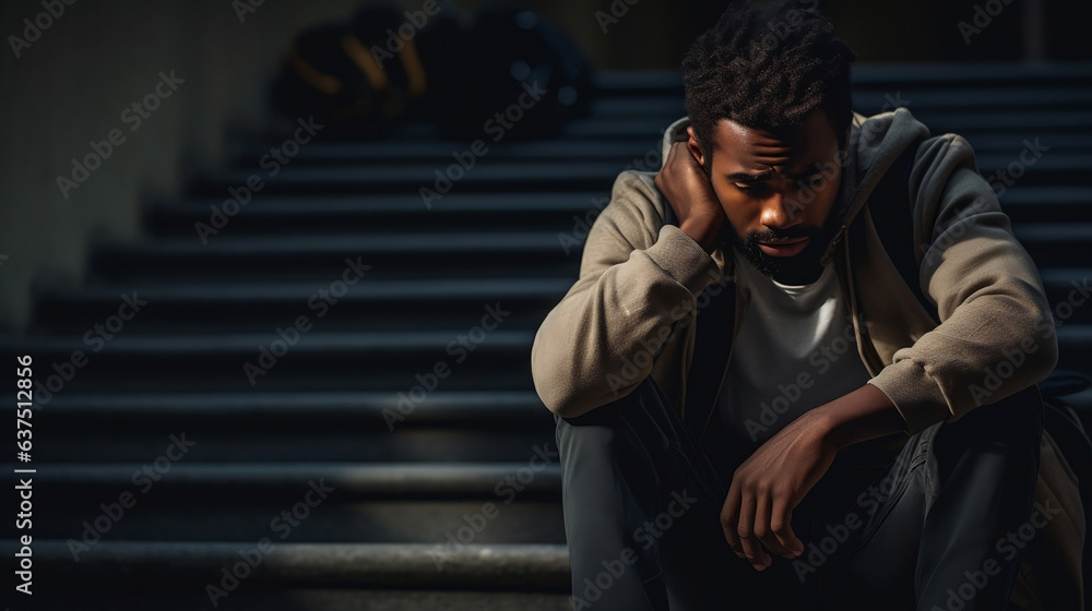 black man with anxiety and depression, mental health