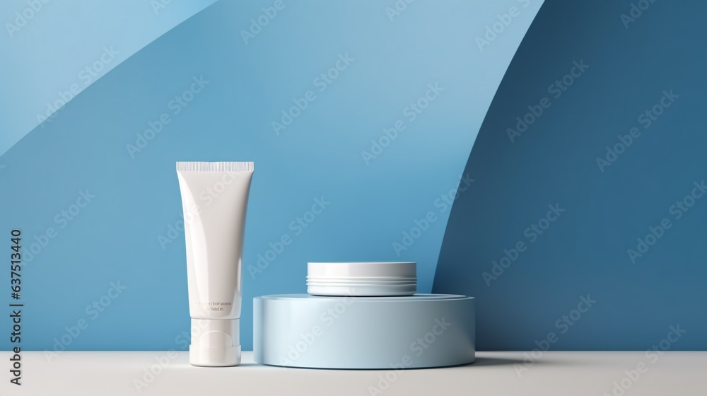 Blue tone podium for beauty products advertising template. Blue tone podium for beauty products advertising template.